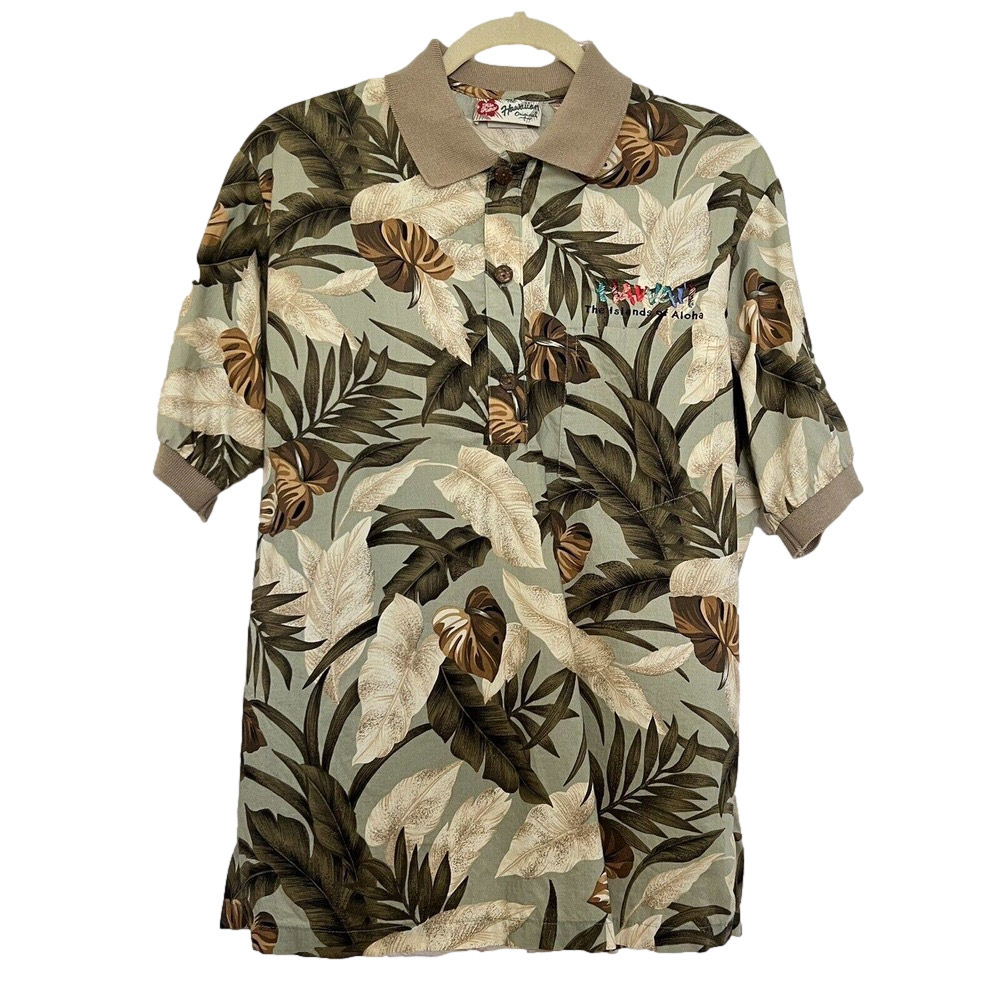 🌵 Hilo Hattie Vintage Pro Bowl Hawaii 1998 Palm Trees Hawaiian Polo Shirt - S